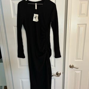 Daily Practice Black Waffle Maxi Dress